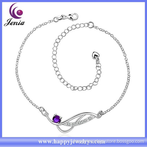 Alibaba wholesale price high quality 925 silver plated anklet fashion costume jewelry china (CA036-C)